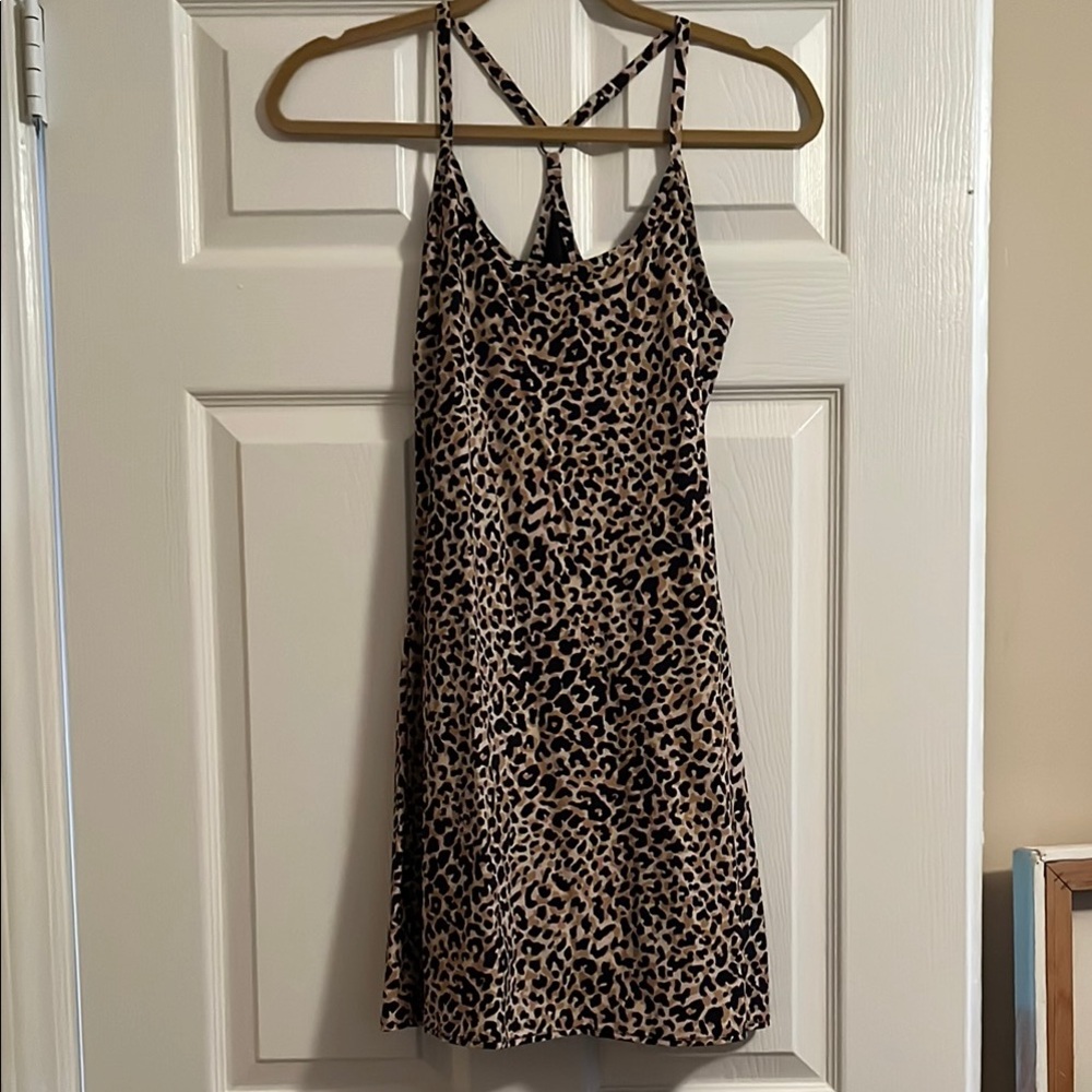 Outdoor Voices Leopard Print Halter Workout Dress